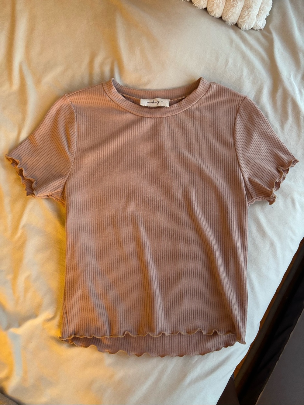 Audrey 3+1 Ribbed Short Sleeve Tee in Dusty Mauve